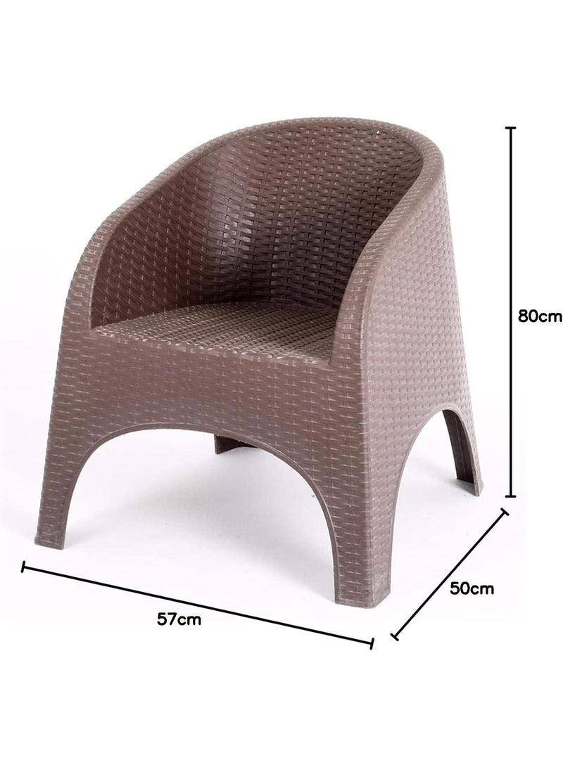 كرسي بلاستيك بتصميم راتان للاستخدام الخارجي للحديقة البلكونة التراس التخييم والمسبح مقاوم للعوامل الجوية مريح وخفيف قابل للتخزين والتنظيف - Image 2